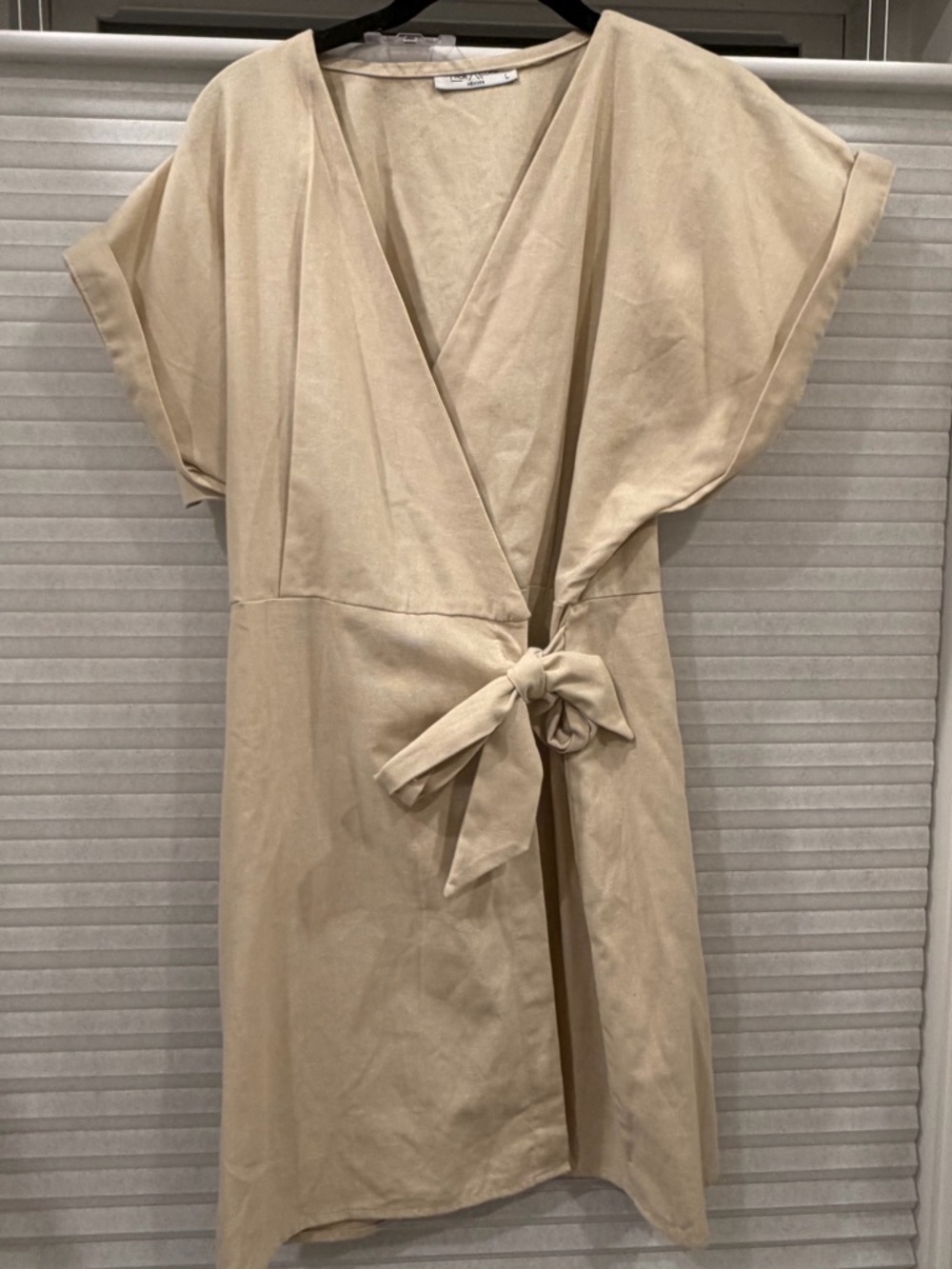 Classic Wrap Dress in Beige - Unbranded
